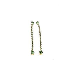 Rhinestone Earrings Long Single Strand Lime Posts